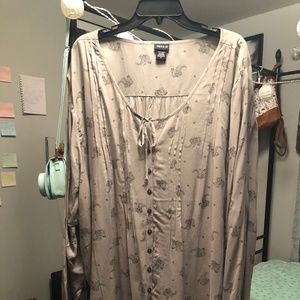 Grey Paisley Printed Blouse